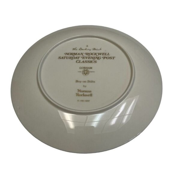 Norman Rockwell Saturday Evening Post Classics Boy On Stilts Plate By Gorham - Picture 3 of 4